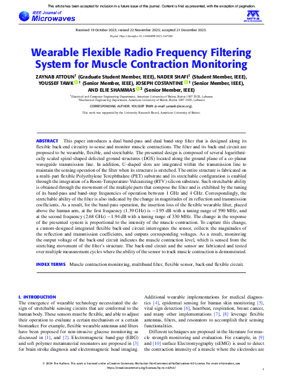 (PDF) Wearable Flexible Radio Frequency Filtering System for Muscle ...
