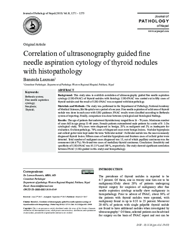 (PDF) Correlation of ultrasonography guided fine needle aspiration ...