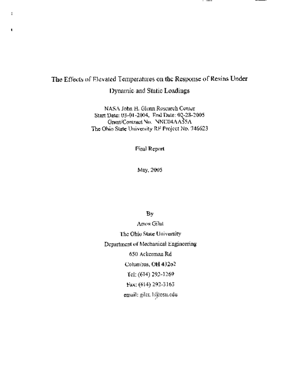 (PDF) The Effects of Elevated Temperatures on the Response of Resins ...