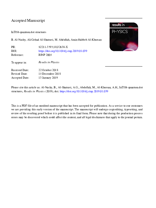 (PDF) InTlSb quantum dot structures