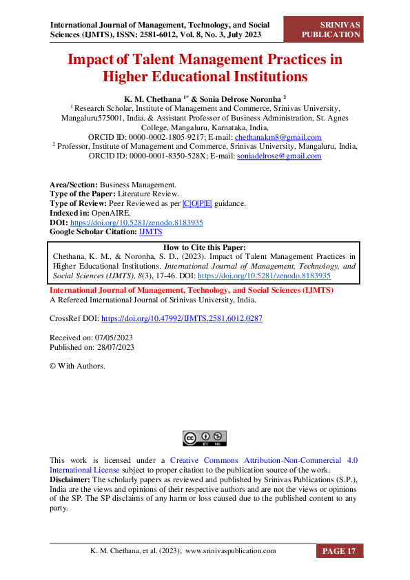(PDF) Impact of Talent Management Practices in Higher Educational ...