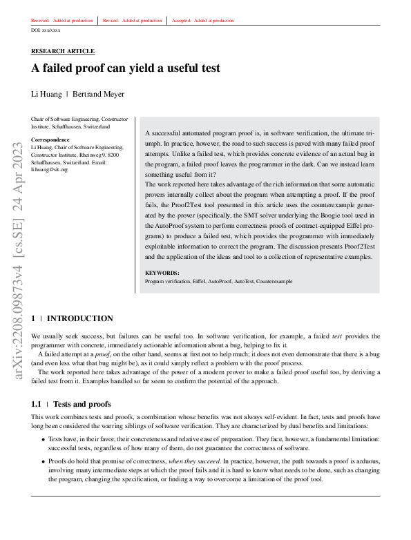 (PDF) A Failed Proof Can Yield a Useful Test