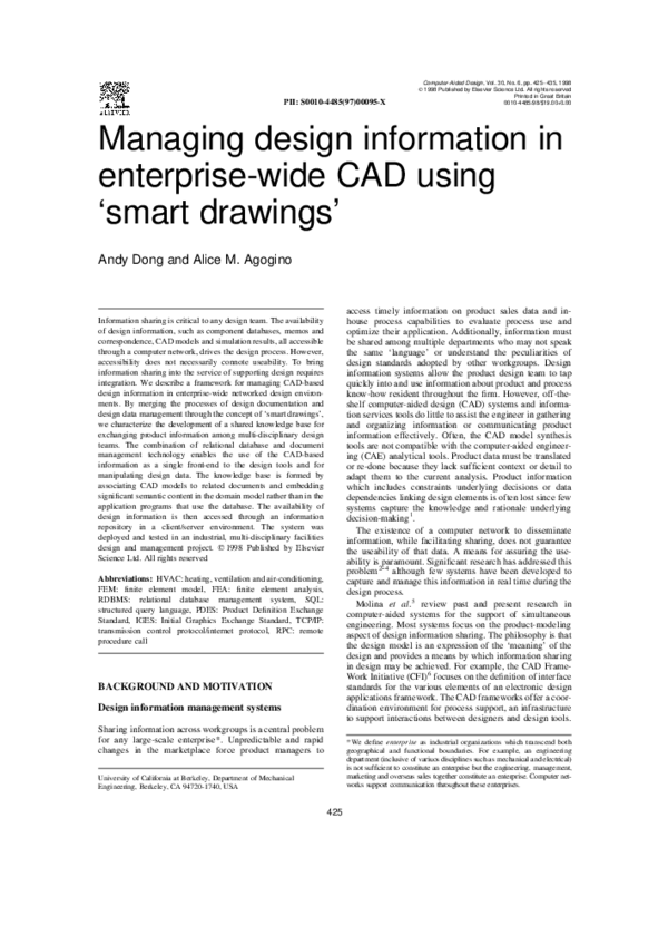 (PDF) Managing design information in enterprise-wide CAD using `smart ...
