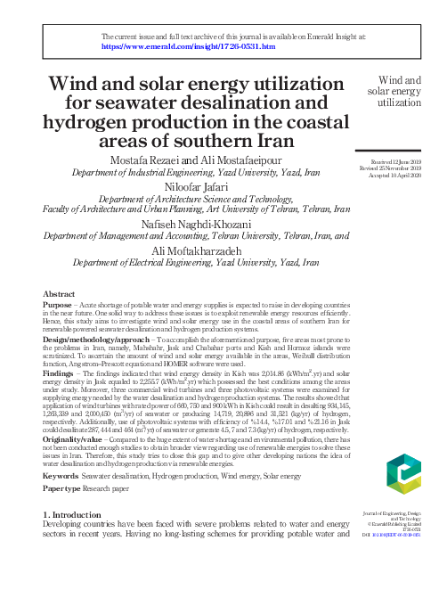 (PDF) Wind and solar energy utilization for seawater desalination and ...