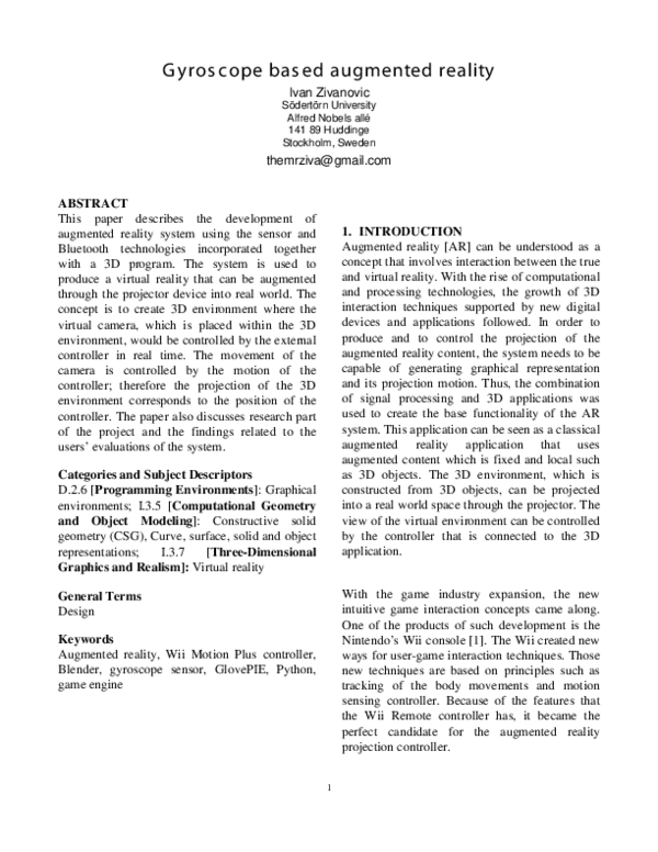 (PDF) Gyroscope based augmented reality