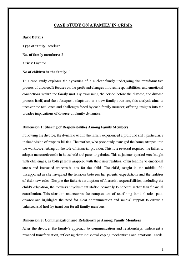 (PDF) Case Study on a Family in Crisis: Divorce