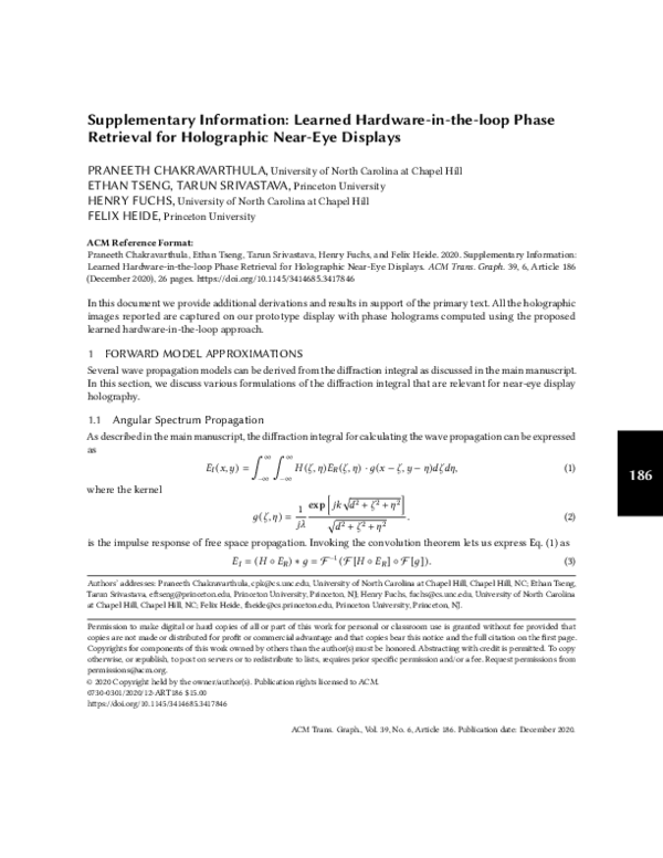 (PDF) Learned hardware-in-the-loop phase retrieval for holographic near ...