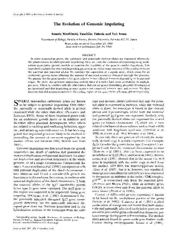 (PDF) The Evolution of Genomic Imprinting
