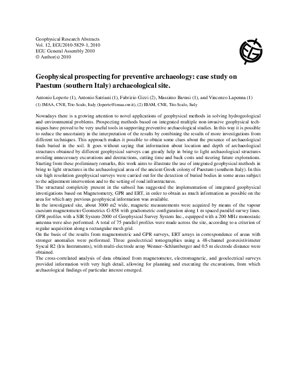 (PDF) Geophysical prospecting for preventive archaeology: case study on ...