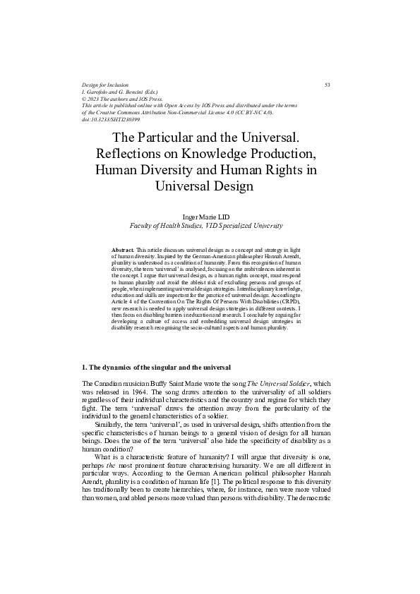 (PDF) The Particular and the Universal. Reflections on Knowledge ...