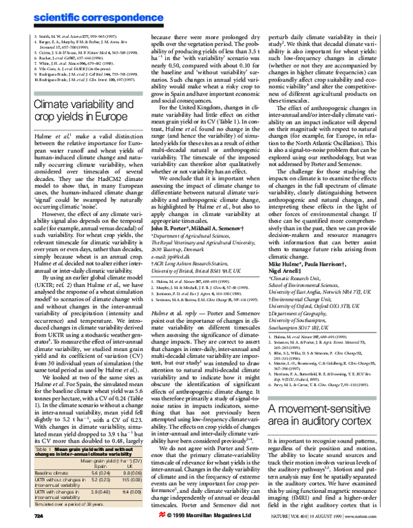 (PDF) Climate variability and crop yields in Europe