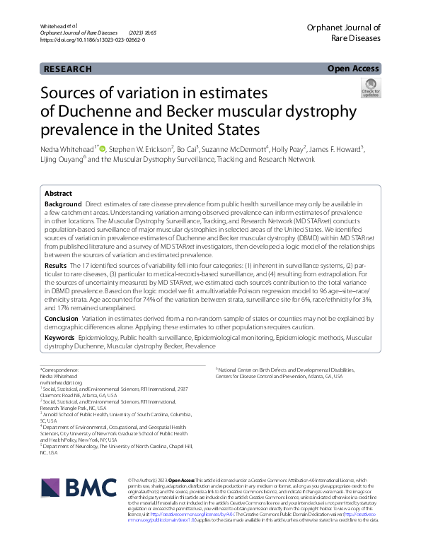 (PDF) Sources of variation in estimates of Duchenne and Becker muscular ...