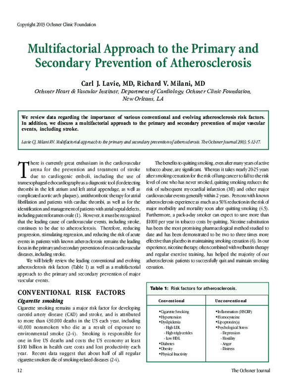 (PDF) Multifactorial approach to the primary and secondary prevention ...