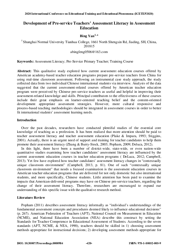 (PDF) Development of Pre-service Teachers’ Assessment Literacy in ...
