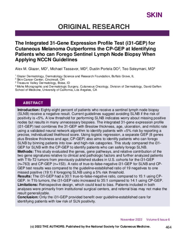 (PDF) The Integrated 31-Gene Expression Profile Test (i31-GEP) for ...