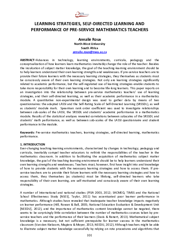 (PDF) Learning Strategies, Self-Directed Learning and Performance of ...