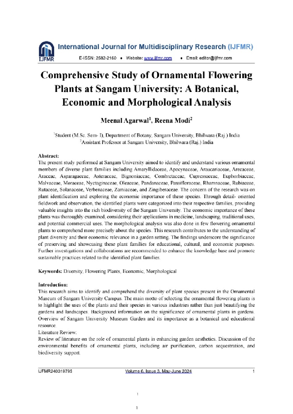 (PDF) Comprehensive Study of Ornamental Flowering Plants at Sangam ...
