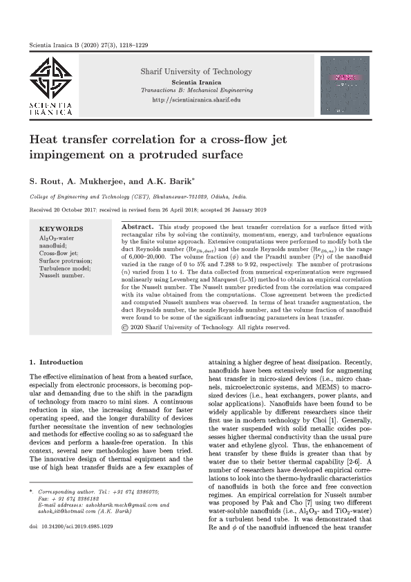 (PDF) Heat transfer correlation for a cross-flow jet impingement on a ...