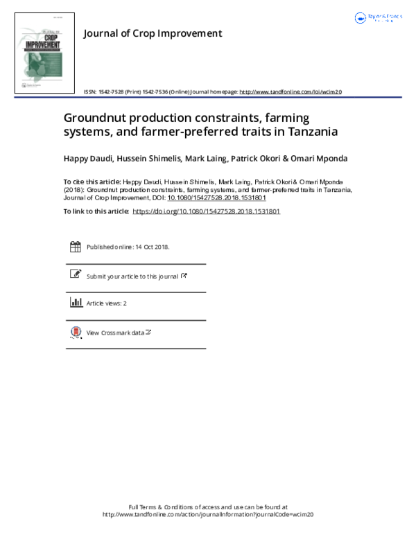 (PDF) Groundnut production constraints, farming systems, and farmer ...