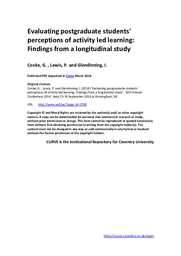 (PDF) Evaluating postgraduate students' perceptions of activity led ...