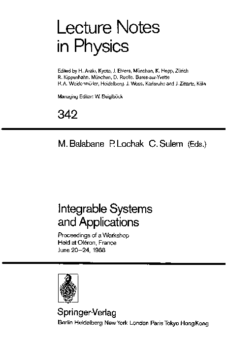 (PDF) Integrable Systems and Applications