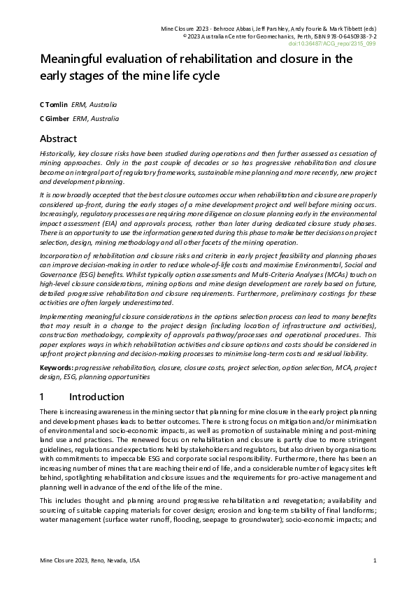 (PDF) Meaningful evaluation of rehabilitation and closure in the early ...