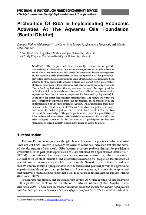 (PDF) Prohibition Of Riba In Implementing Economic Activities At The ...