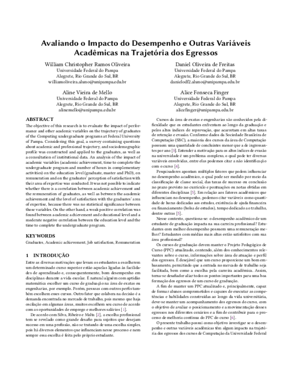 (PDF) Evaluating the Impact of Performance and Other Academic Variables ...