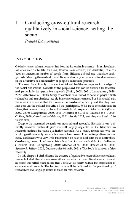 (PDF) Conducting cross-cultural research qualitatively in social ...