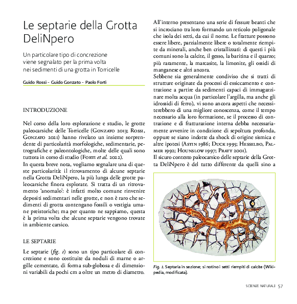 (PDF) Le septarie della Grotta DeliNpero
