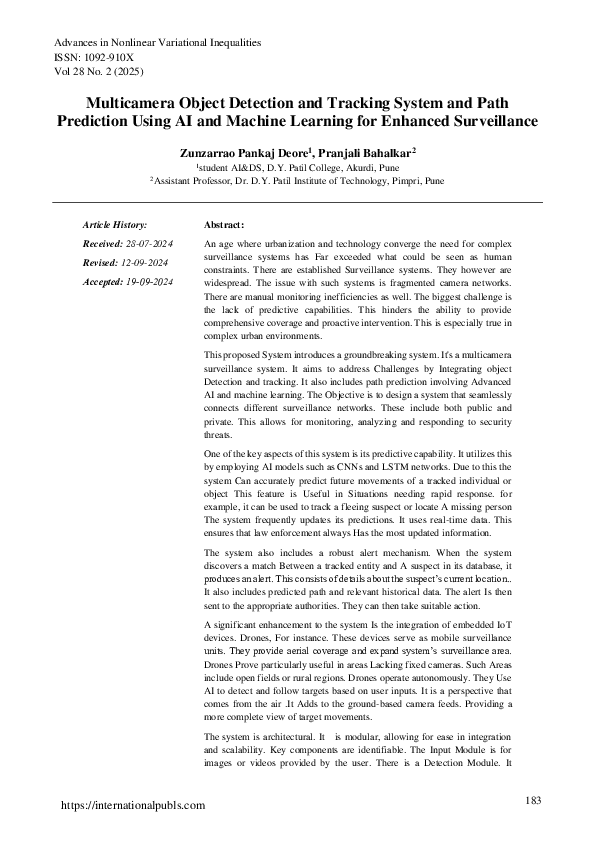 (PDF) Multicamera Object Detection and Tracking System and Path ...