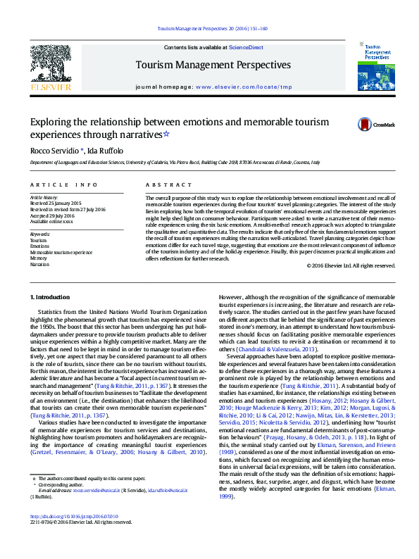 (PDF) Exploring the relationship between emotions and memorable tourism ...