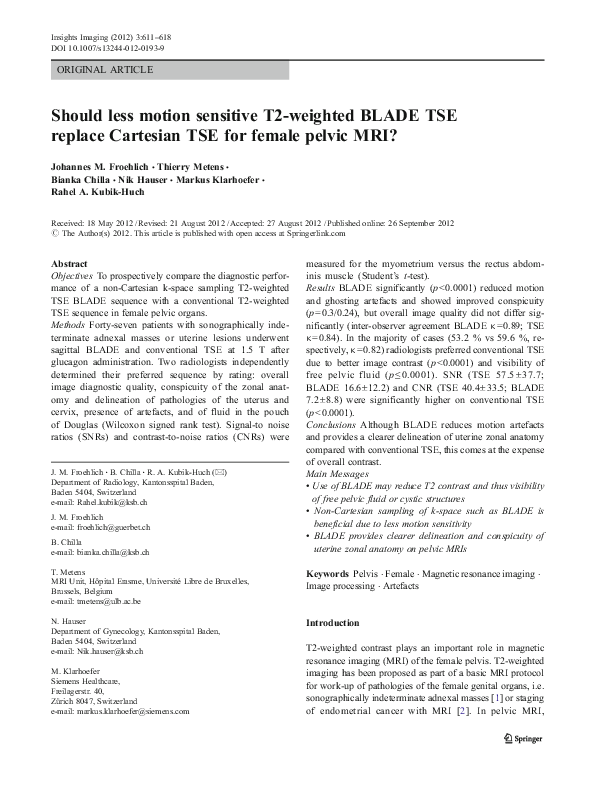 (PDF) Should less motion sensitive T2-weighted BLADE TSE replace ...