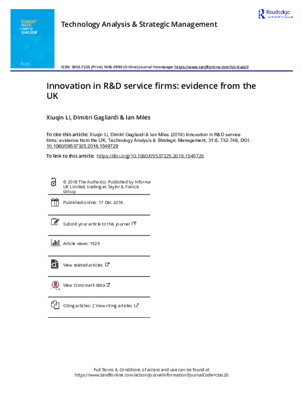 (PDF) Innovation in R&D service firms: evidence from the UK