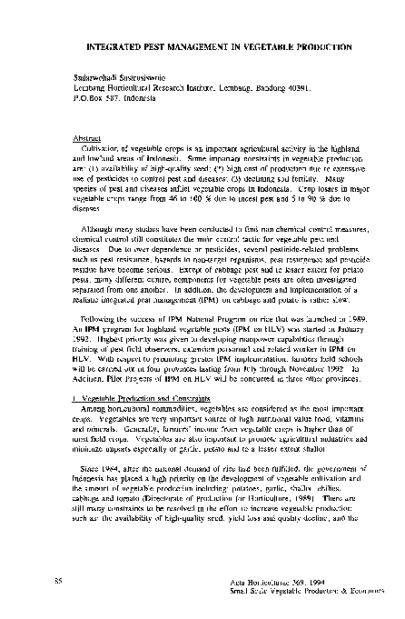 (PDF) Integrated Pest Management in Vegetable Production