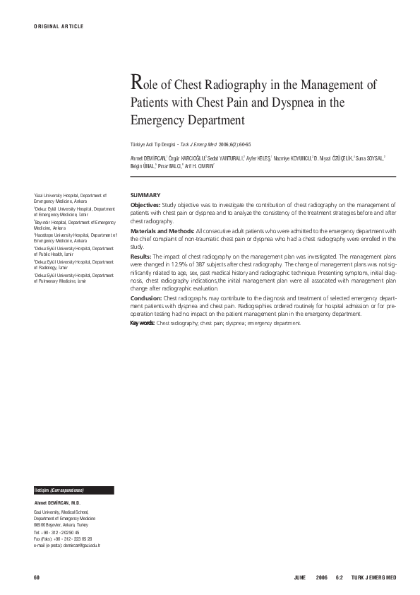 (PDF) Role of Chest Radiography in the Management of Patients with ...