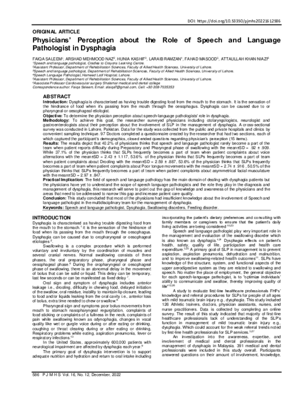 (PDF) Physicians’ Perception about the Role of Speech and Language ...