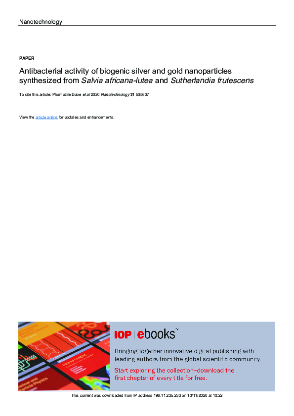 (PDF) Antibacterial activity of biogenic silver and gold nanoparticles ...