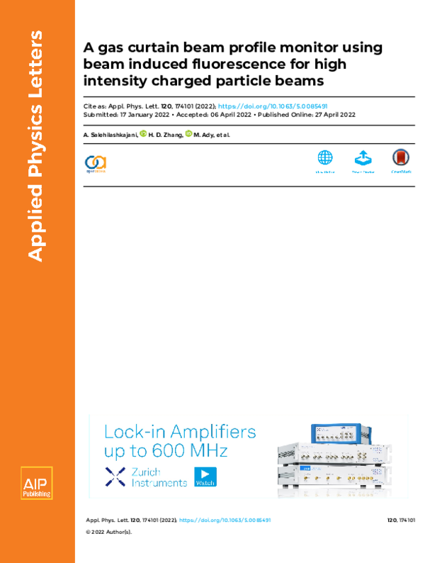 (PDF) A gas curtain beam profile monitor using beam induced ...
