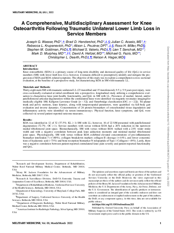 (PDF) A Comprehensive, Multidisciplinary Assessment for Knee ...