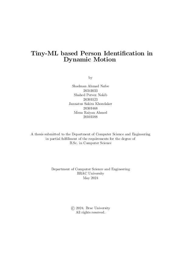 (PDF) Tiny-ML based Person Identification in Dynamic Motion