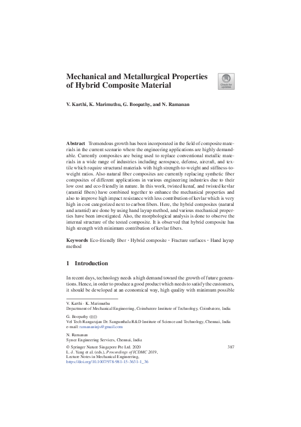 (PDF) Mechanical and Metallurgical Properties of Hybrid Composite Material