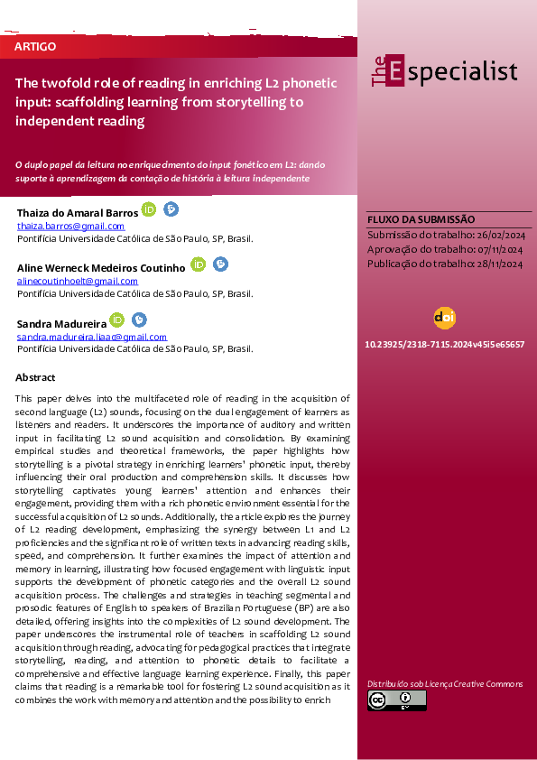 (PDF) The twofold role of reading in enriching L2 phonetic input ...