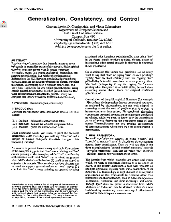 (PDF) Generalization, consistency, and control | clayton lewis ...
