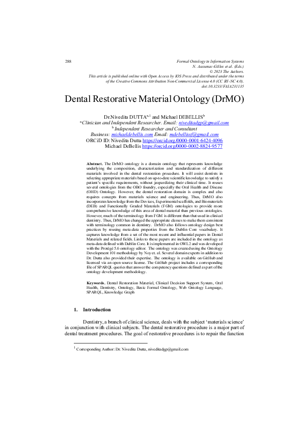 (PDF) Dental Restorative Material Ontology (DrMO)