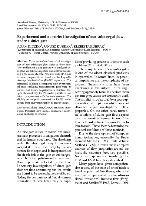 (PDF) Experimental and numerical investigation of non-submerged flow ...