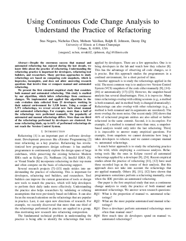 (PDF) Using Continuous Code Change Analysis to Understand the Practice ...