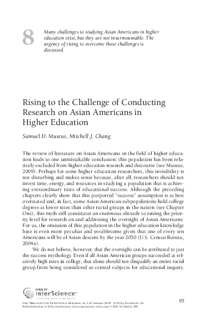 (PDF) Rising to the challenge of conducting research on Asian Americans ...