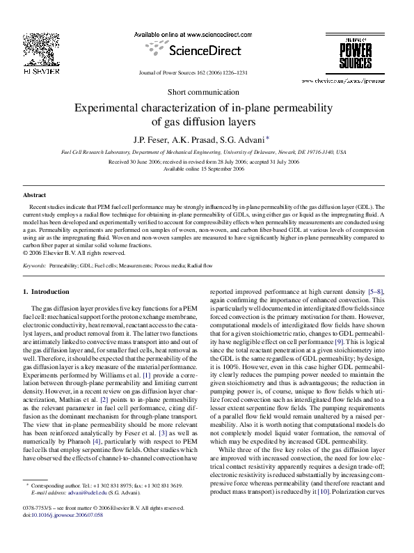 (PDF) Experimental characterization of in-plane permeability of gas ...