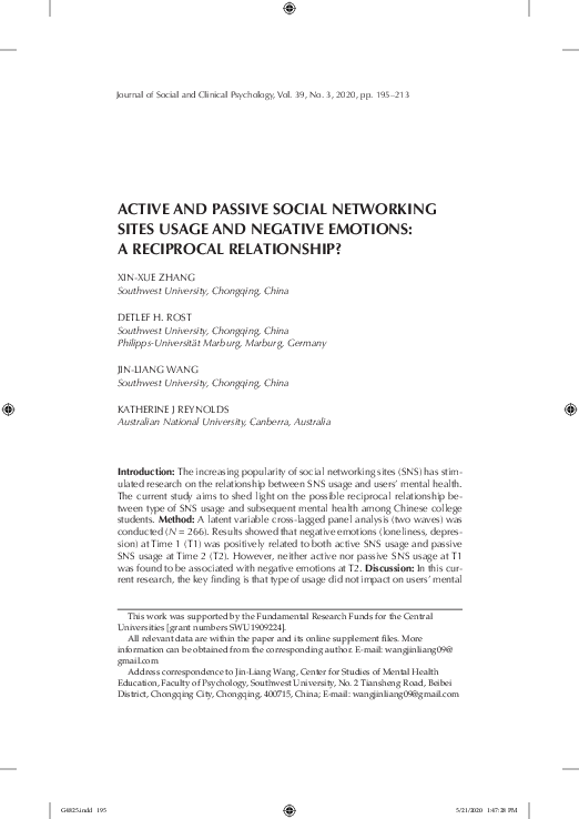 (PDF) Active and Passive Social Networking Sites Usage and Negative ...